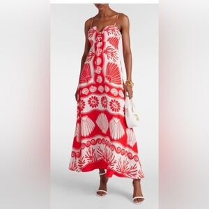 Calypso St. Barth Red and White Printed Maxi Dress